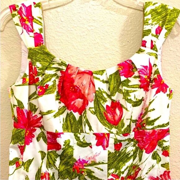 Suite 7 Baby Doll Fit and Flare Sundress Pink White Floral Midi Women's 4. - Picture 3 of 10